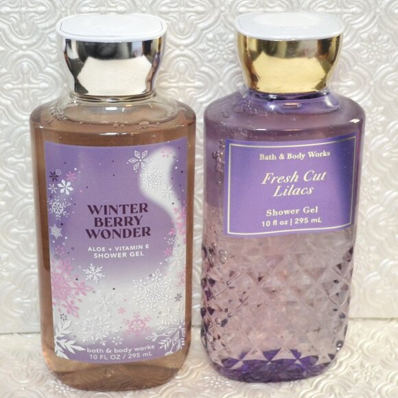 Bath And Body Works 2  Bottles New Shower Gel Winterberry Fresh Cut Lilacs 10oz - Picture 1 of 5